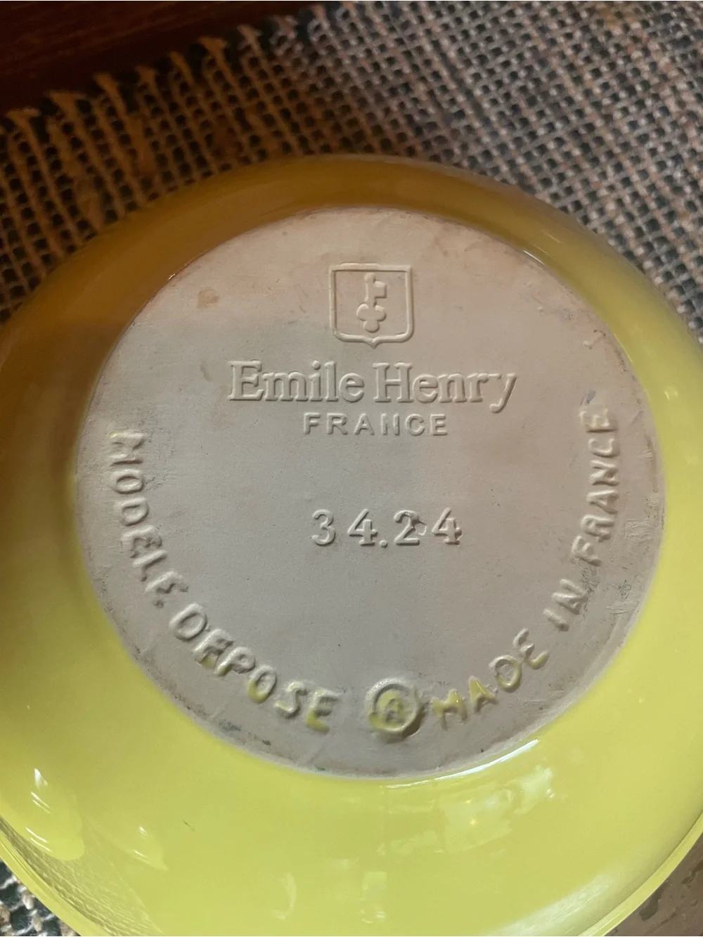 Emile Henry set of 3 stoneware mixing bowls in yellow
